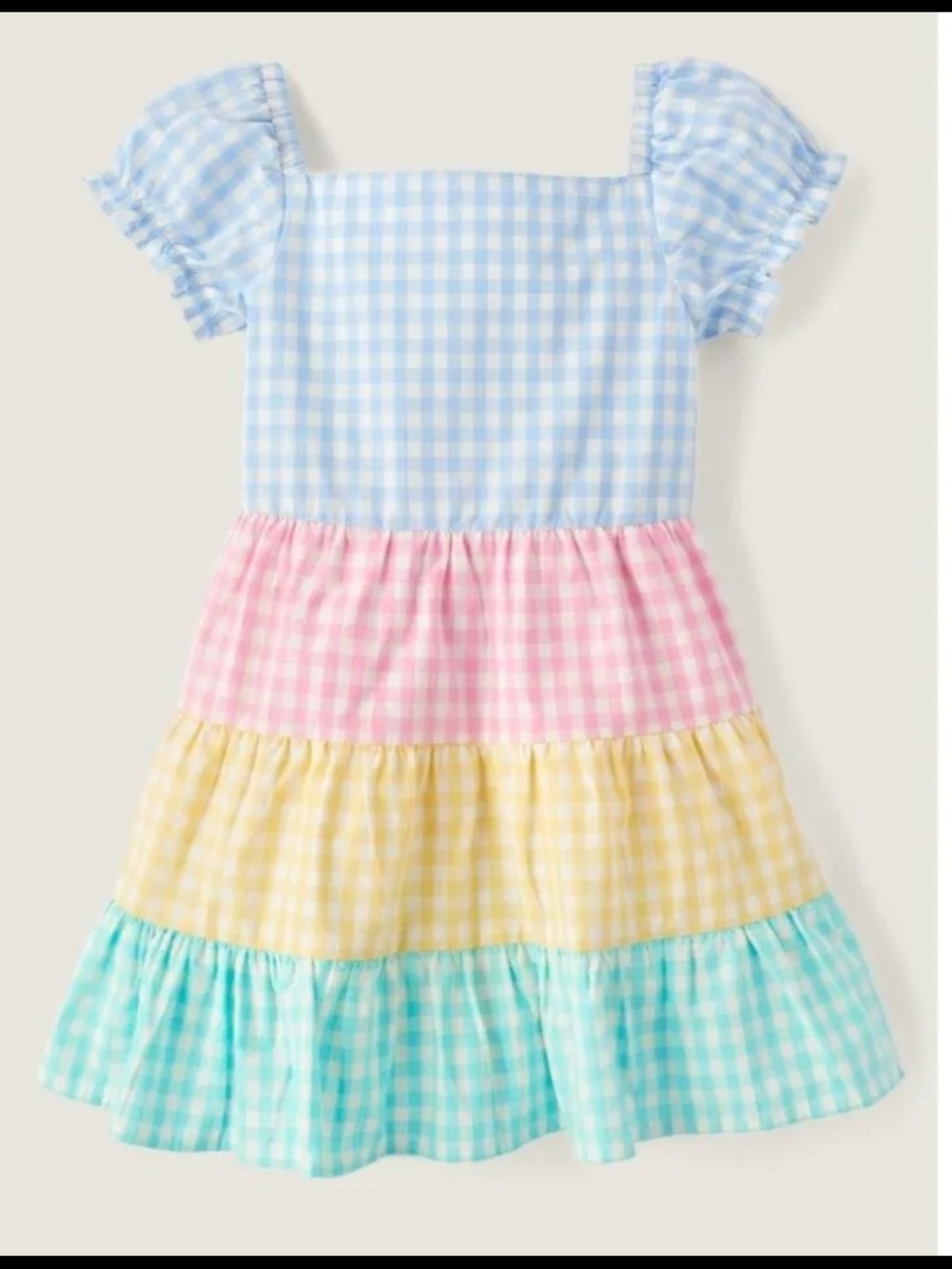 Gymboree Pastel Gingham Tiered Dress in Blue, Pink, Yellow, Aqua